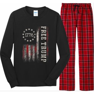 Free Donald Trump Republican Support Pro Trump American Flag Long Sleeve Pajama Set