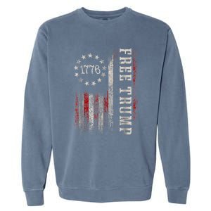 Free Donald Trump Republican Support Pro Trump American Flag Garment-Dyed Sweatshirt