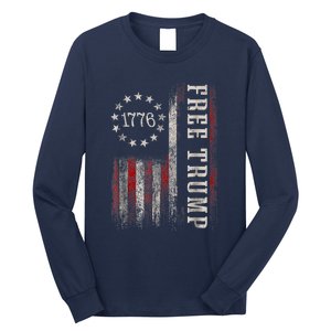 Free Donald Trump Republican Support Pro Trump American Flag Long Sleeve Shirt