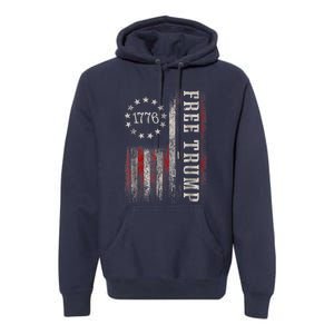 Free Donald Trump Republican Support Pro Trump American Flag Premium Hoodie