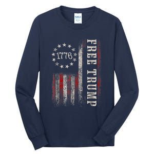 Free Donald Trump Republican Support Pro Trump American Flag Tall Long Sleeve T-Shirt