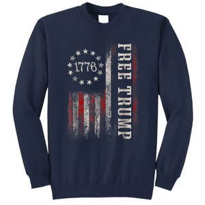 Free Donald Trump Republican Support Pro Trump American Flag Tall Sweatshirt