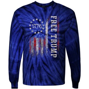 Free Donald Trump Republican Support Pro Trump American Flag Tie-Dye Long Sleeve Shirt