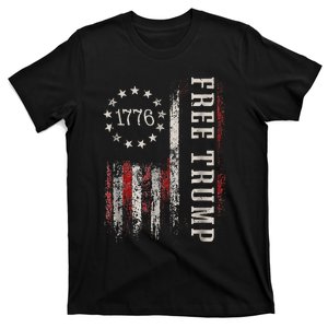 Free Donald Trump Republican Support Pro Trump American Flag T-Shirt