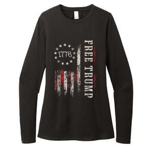 Free Donald Trump Republican Support Pro Trump American Flag Womens CVC Long Sleeve Shirt