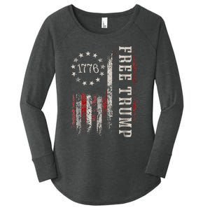 Free Donald Trump Republican Support Pro Trump American Flag Women's Perfect Tri Tunic Long Sleeve Shirt