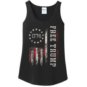 Free Donald Trump Republican Support Pro Trump American Flag Ladies Essential Tank