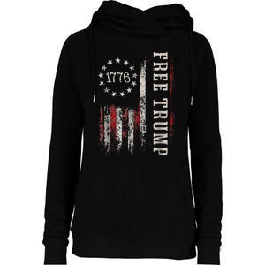 Free Donald Trump Republican Support Pro Trump American Flag Womens Funnel Neck Pullover Hood