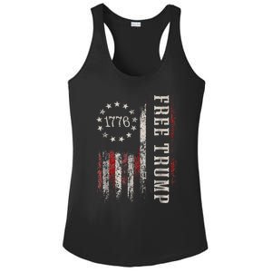 Free Donald Trump Republican Support Pro Trump American Flag Ladies PosiCharge Competitor Racerback Tank