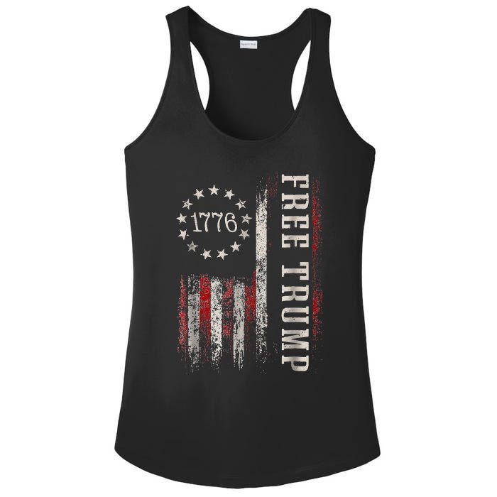 Free Donald Trump Republican Support Pro Trump American Flag Ladies PosiCharge Competitor Racerback Tank