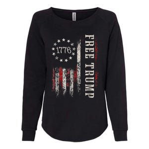 Free Donald Trump Republican Support Pro Trump American Flag Womens California Wash Sweatshirt