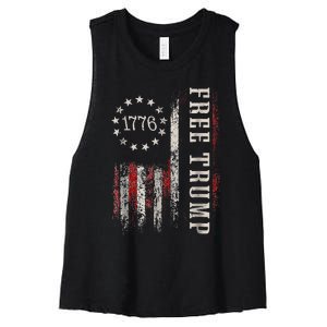 Free Donald Trump Republican Support Pro Trump American Flag Women's Racerback Cropped Tank