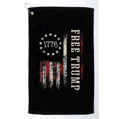 Free Donald Trump Republican Support Pro Trump American Flag Platinum Collection Golf Towel