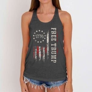 Free Donald Trump Republican Support Pro Trump American Flag Women's Knotted Racerback Tank