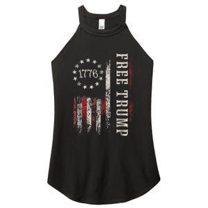 Free Donald Trump Republican Support Pro Trump American Flag Women's Perfect Tri Rocker Tank