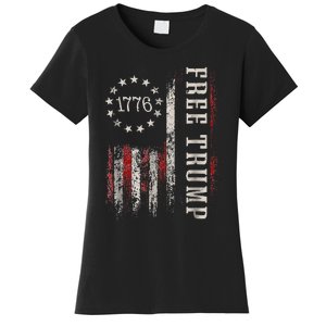 Free Donald Trump Republican Support Pro Trump American Flag Women's T-Shirt