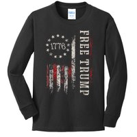 Free Donald Trump Republican Support Pro Trump American Flag Kids Long Sleeve Shirt