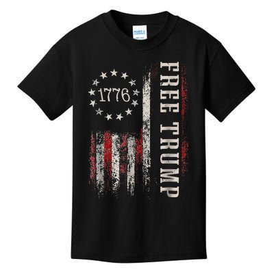 Free Donald Trump Republican Support Pro Trump American Flag Kids T-Shirt