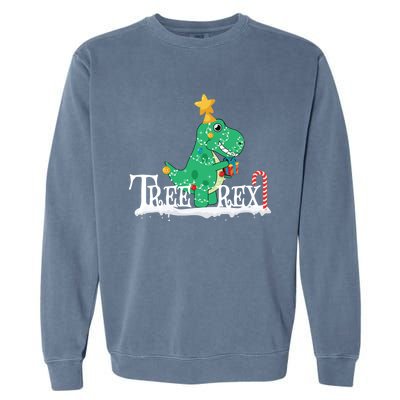 Funny Dinosaur Trex Christmas Tree Rex Gift Garment-Dyed Sweatshirt