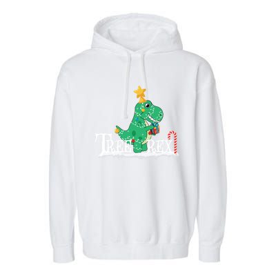 Funny Dinosaur Trex Christmas Tree Rex Gift Garment-Dyed Fleece Hoodie