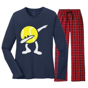 Funny Dabbing Tennis Ball Women's Long Sleeve Flannel Pajama Set 