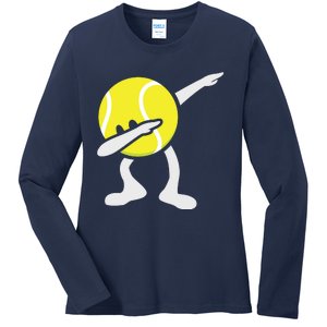 Funny Dabbing Tennis Ball Ladies Long Sleeve Shirt