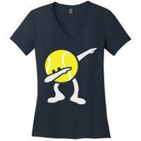 Funny Dabbing Tennis Ball Women's V-Neck T-Shirt