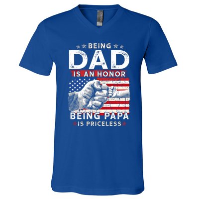 Fathers Day Tee For Dad An Honor Being Papa Is Priceless Gift V-Neck T-Shirt