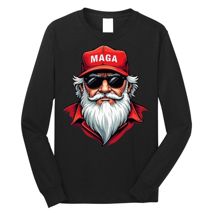 Funny Donald Trump Santa Claus Maga Christmas Holiday Long Sleeve Shirt