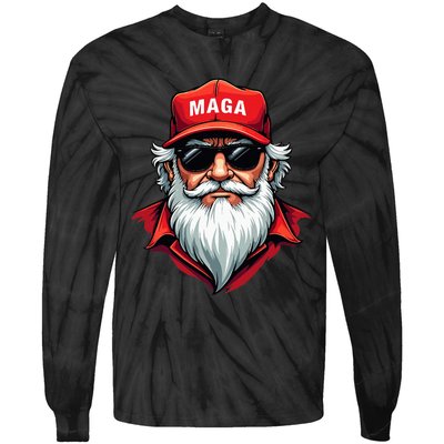 Funny Donald Trump Santa Claus Maga Christmas Holiday Tie-Dye Long Sleeve Shirt