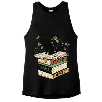Fantasy Drama Tragedy Cat Book Lover Reading Humor Ladies PosiCharge Tri-Blend Wicking Tank