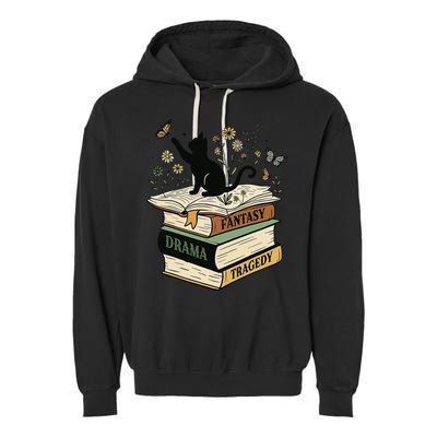 Fantasy Drama Tragedy Cat Book Lover Reading Humor Garment-Dyed Fleece Hoodie