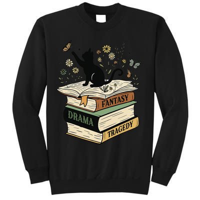 Fantasy Drama Tragedy Cat Book Lover Reading Humor Sweatshirt