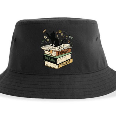 Fantasy Drama Tragedy Cat Book Lover Reading Humor Sustainable Bucket Hat