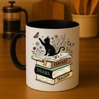 Fantasy Drama Tragedy Cat Book Lover Reading Humor Mug