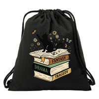 Fantasy Drama Tragedy Cat Book Lover Reading Humor Drawstring Bag