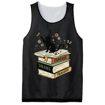 Fantasy Drama Tragedy Cat Book Lover Reading Humor Mesh Reversible Basketball Jersey Tank