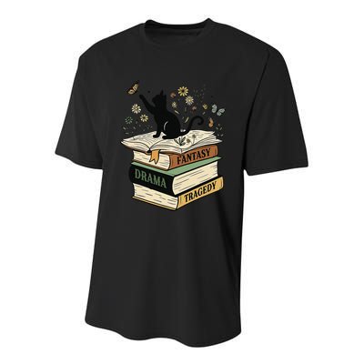 Fantasy Drama Tragedy Cat Book Lover Reading Humor Youth Performance Sprint T-Shirt