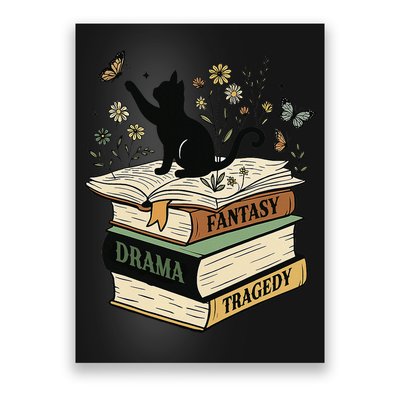 Fantasy Drama Tragedy Cat Book Lover Reading Humor Poster