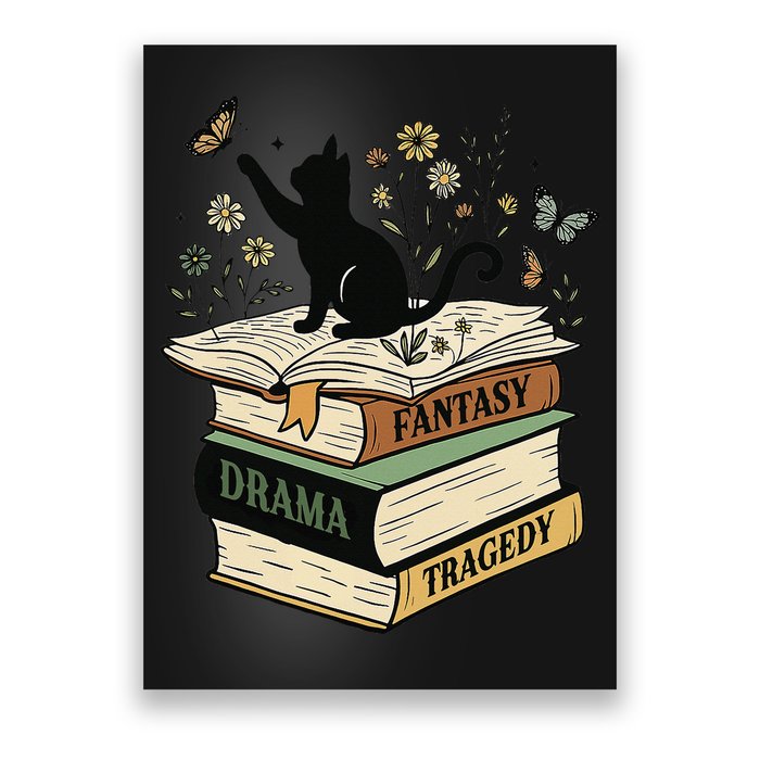 Fantasy Drama Tragedy Cat Book Lover Reading Humor Poster