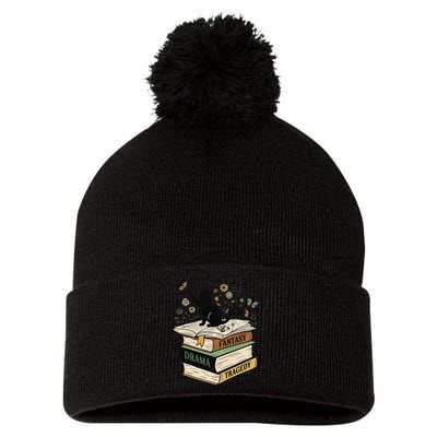Fantasy Drama Tragedy Cat Book Lover Reading Humor Pom Pom 12in Knit Beanie