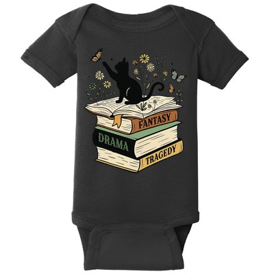 Fantasy Drama Tragedy Cat Book Lover Reading Humor Baby Bodysuit