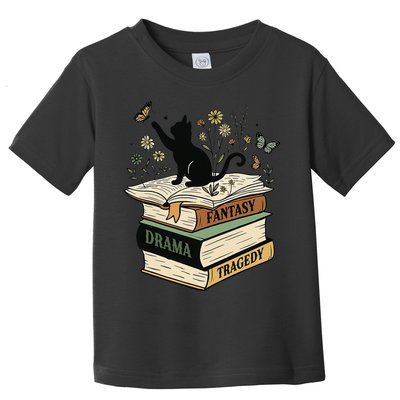Fantasy Drama Tragedy Cat Book Lover Reading Humor Toddler T-Shirt