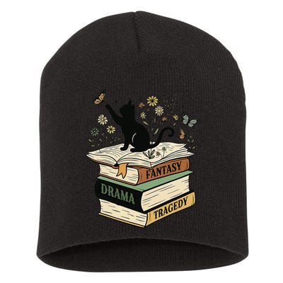 Fantasy Drama Tragedy Cat Book Lover Reading Humor Short Acrylic Beanie