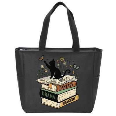 Fantasy Drama Tragedy Cat Book Lover Reading Humor Zip Tote Bag