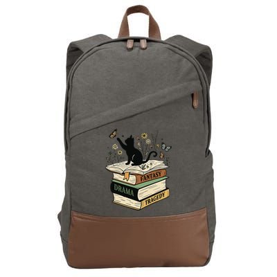 Fantasy Drama Tragedy Cat Book Lover Reading Humor Cotton Canvas Backpack