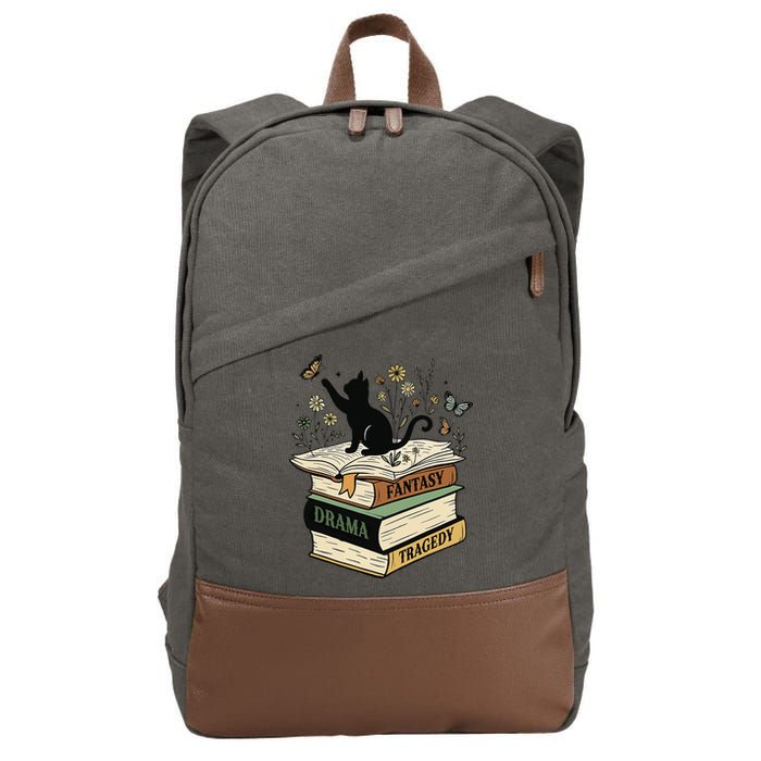 Fantasy Drama Tragedy Cat Book Lover Reading Humor Cotton Canvas Backpack