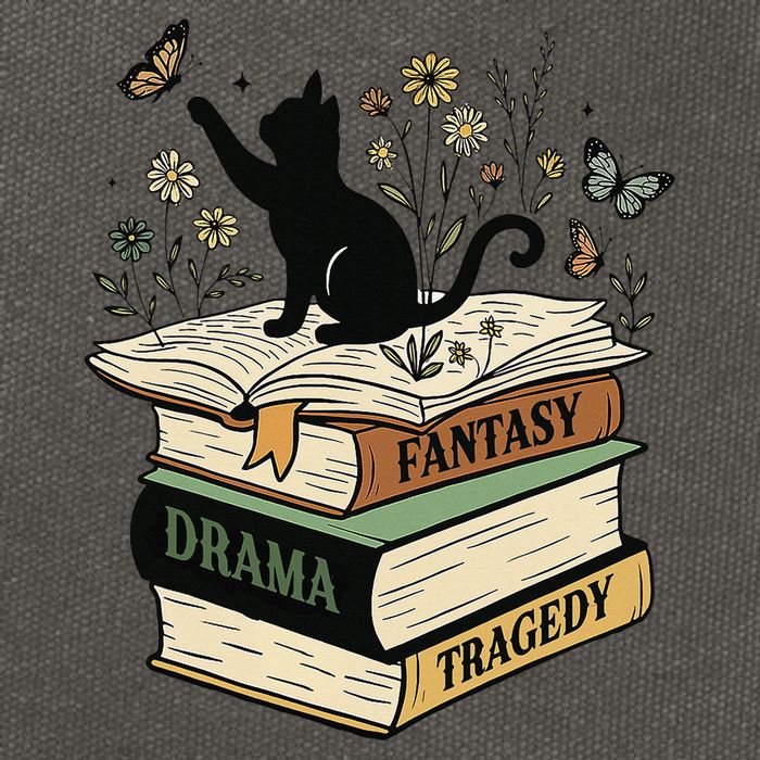 Fantasy Drama Tragedy Cat Book Lover Reading Humor Cotton Canvas Backpack