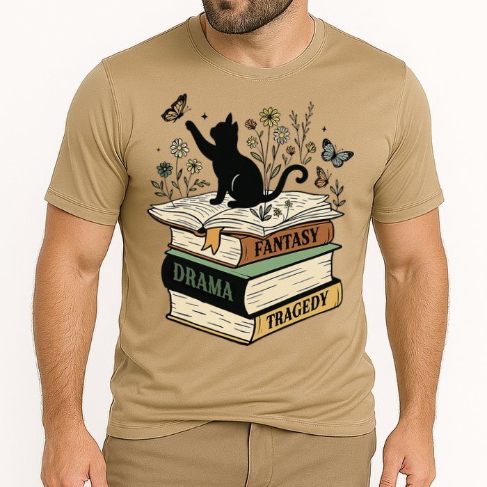 Fantasy Drama Tragedy Cat Book Lover Reading Humor Cooling Performance Crew T-Shirt
