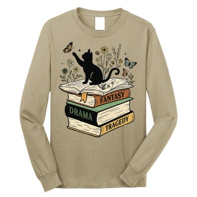 Fantasy Drama Tragedy Cat Book Lover Reading Humor Long Sleeve Shirt